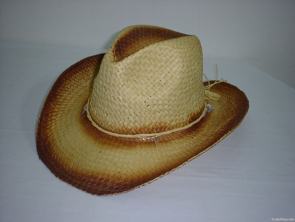 100% Straw Cowboy Hat With Stain