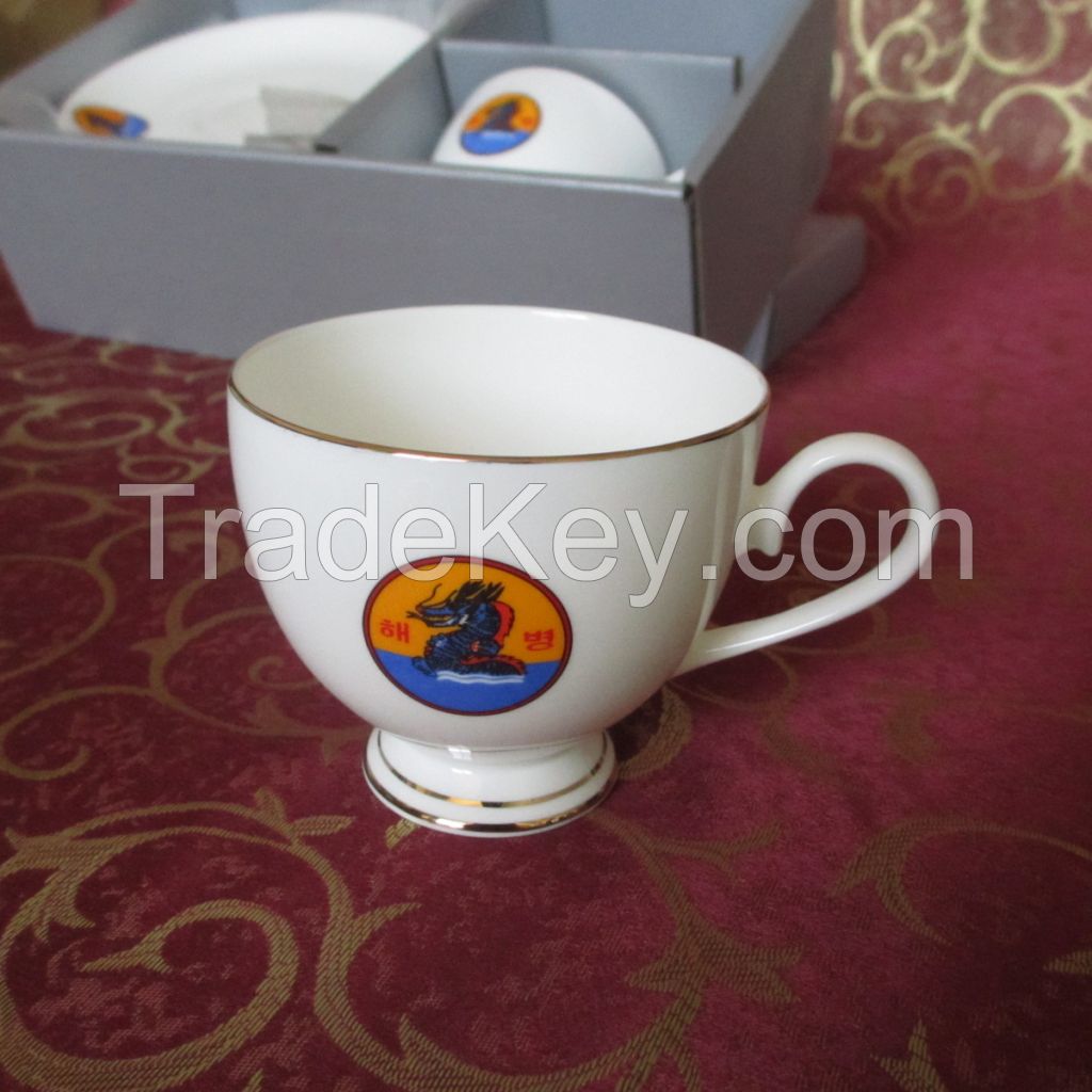 new arrival hotsale decal bone china cups and saucers