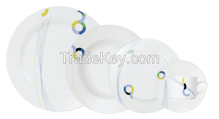 2015 hotsale 18pcs  coup shape white bone china dinnerware sets