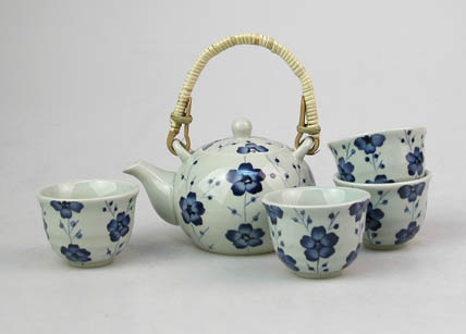 hand painted stoneware tea set
