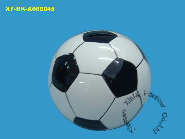 promotional ceramic soccer coin bank