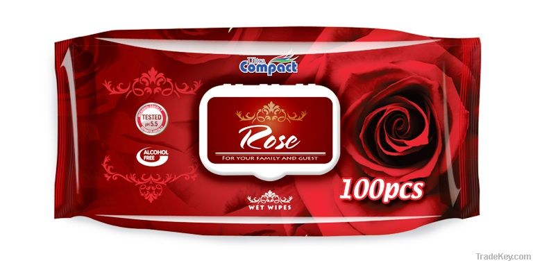 Ultra Compact wet towels with Rose