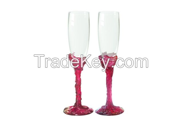 Crystal Liuli Champane Glass Goblet - Crystal Art Glass Liuli Deluxe Home Decoration Wedding Gift Flute