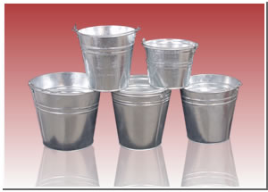 galvanized steel buckets (pails), baths and tanks