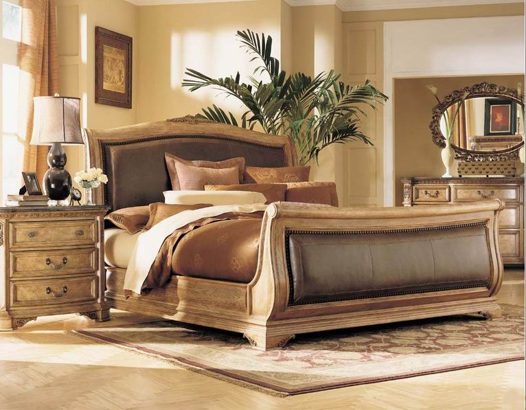Bedroom, Home Furniture, Wooden Furniture, Sleigh Bed(R25-W)