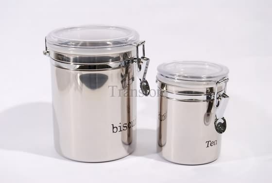 Stainless Steel Clip-Top coffee jar with clear lid