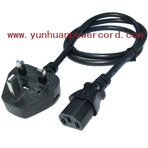 UK power cord, UK plug cord, BSI power cord