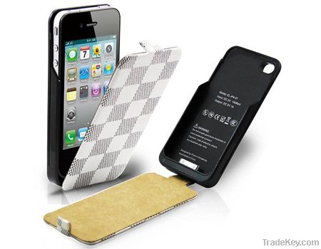 Supercharged Leather Power Case, Power Pack for iPhone4S, iPhone4G