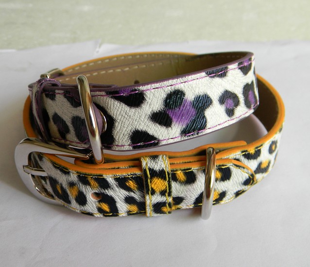 Wholesale - leopord skin pattern PU dog collar