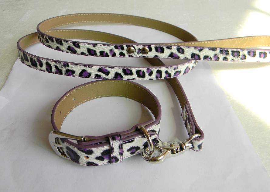 Wholesale - leopord skin pattern PU dog collar