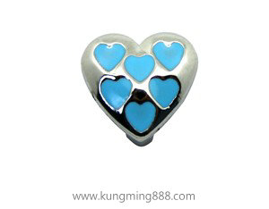 8mm metallic enamel heart shape  slide  charm HF99-8-46