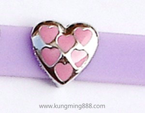 8mm metallic enamel heart shape  slide  charm HF99-8-46
