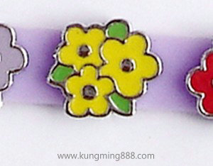 8mm metallic enamel flower shape  slide  charm HF99-8-49