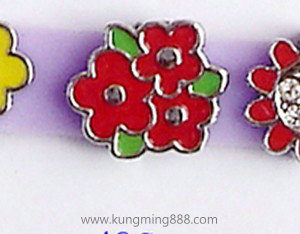 8mm metallic enamel flower shape  slide  charm HF99-8-49