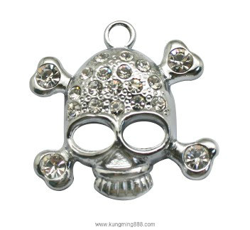 Zinc alloy rhinestone skull pendant DZ24-9