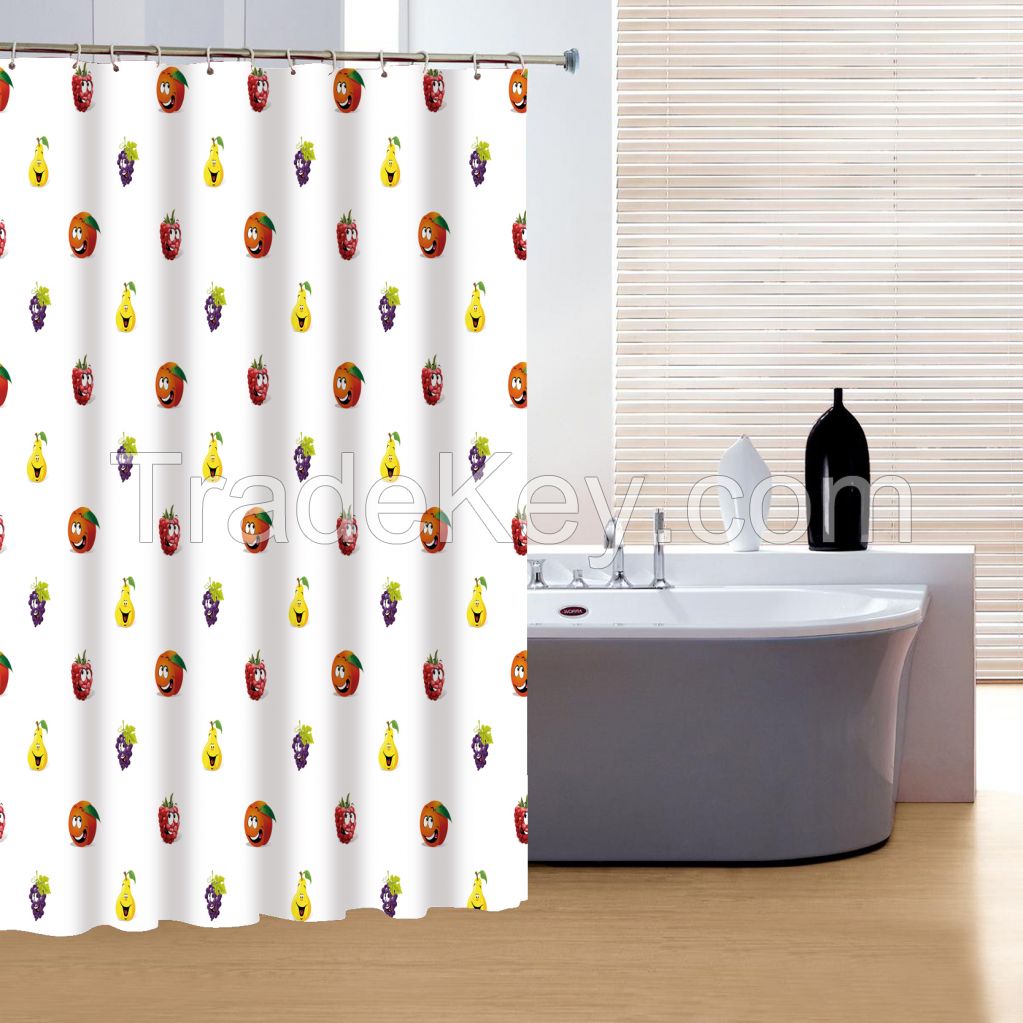 Pear, Raspberry, Cranberry And Grape Polyester Fabric Bathroom Shower