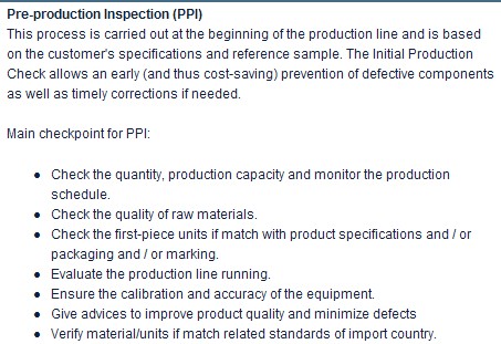 pre-production inspection service