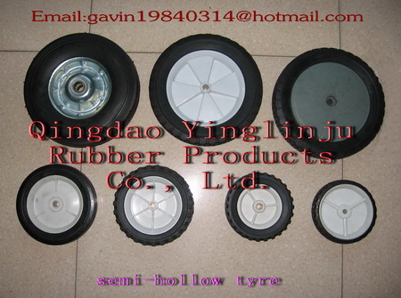 semi-hollow tyre, rubber wheel