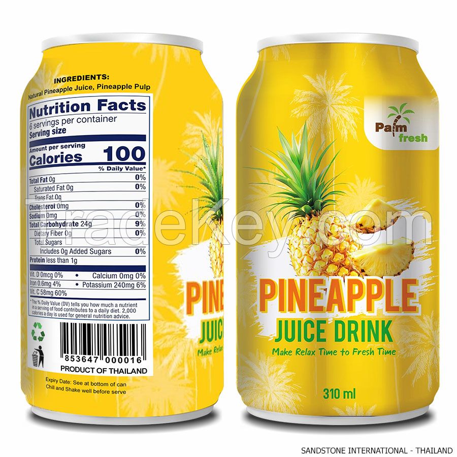 Canned Pineapple Juice with pulp 100% (Sugar-free)