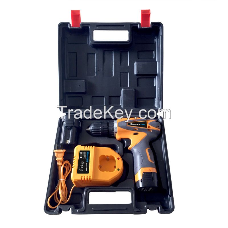 16.8V Household Double Speed Cordless Drill Electric Screwdriver Rechargeable Power Tools Two Lithium Battery Plastic Box