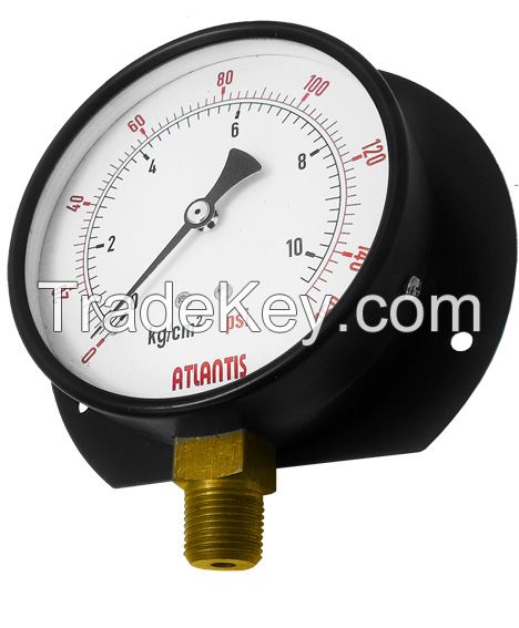 Black Steel Case Pressure Gauge