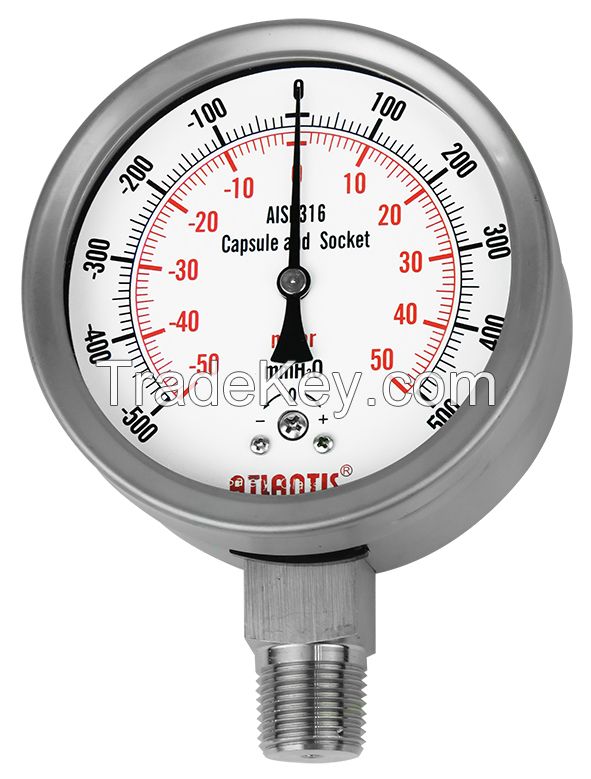 Stainless Steel Case Micro Pressure Gauge