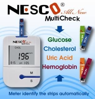 Blood Glucose, Uric Acid, cholesterol, Hemoglobin meter / Monitoring system / 3 in 1