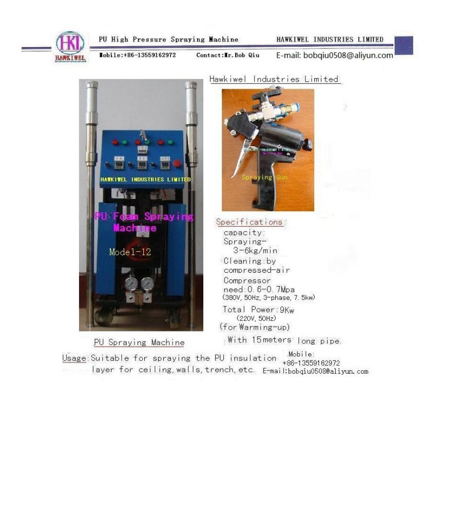 Polyurethane foam spraying machine