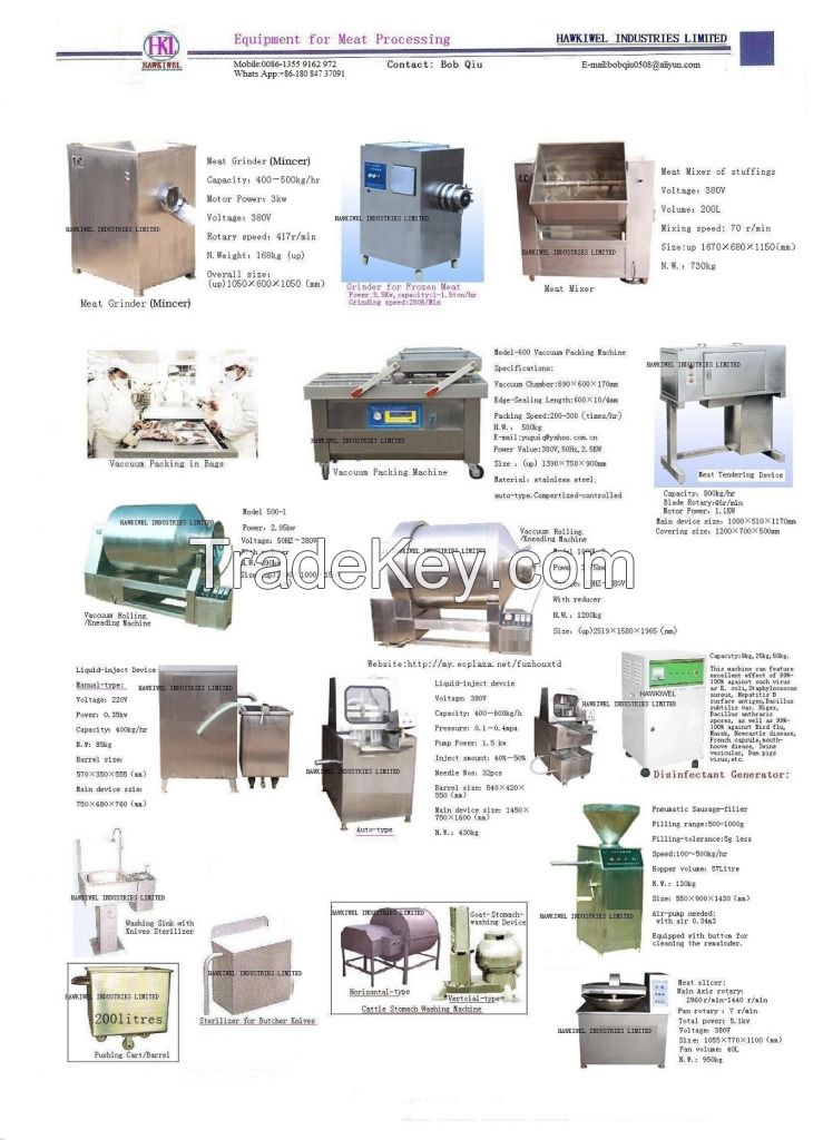 Machines used in clearance meat processing