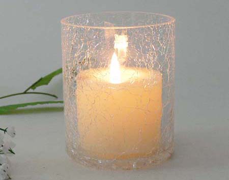 crackle glass candle holder