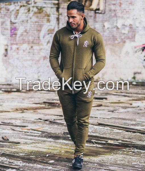 Men's Tracksuit Zip Up hoodies Super Skinny Joggers New Model 2023 Khaki Greens.