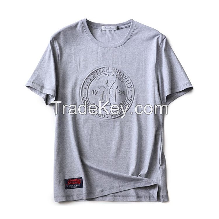 Men &amp; Women Organic 100% Cotton Screen Printing Emboss T-shirts Graphic Custom Embossed Logo T-Shirts