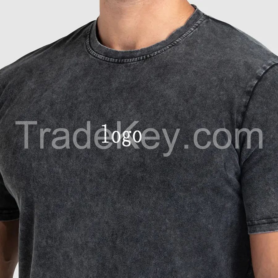 custom 100% cotton plus size solid color Men's T-shirt loose bodybuilding fitness sports oversize half-sleeved T-shirt