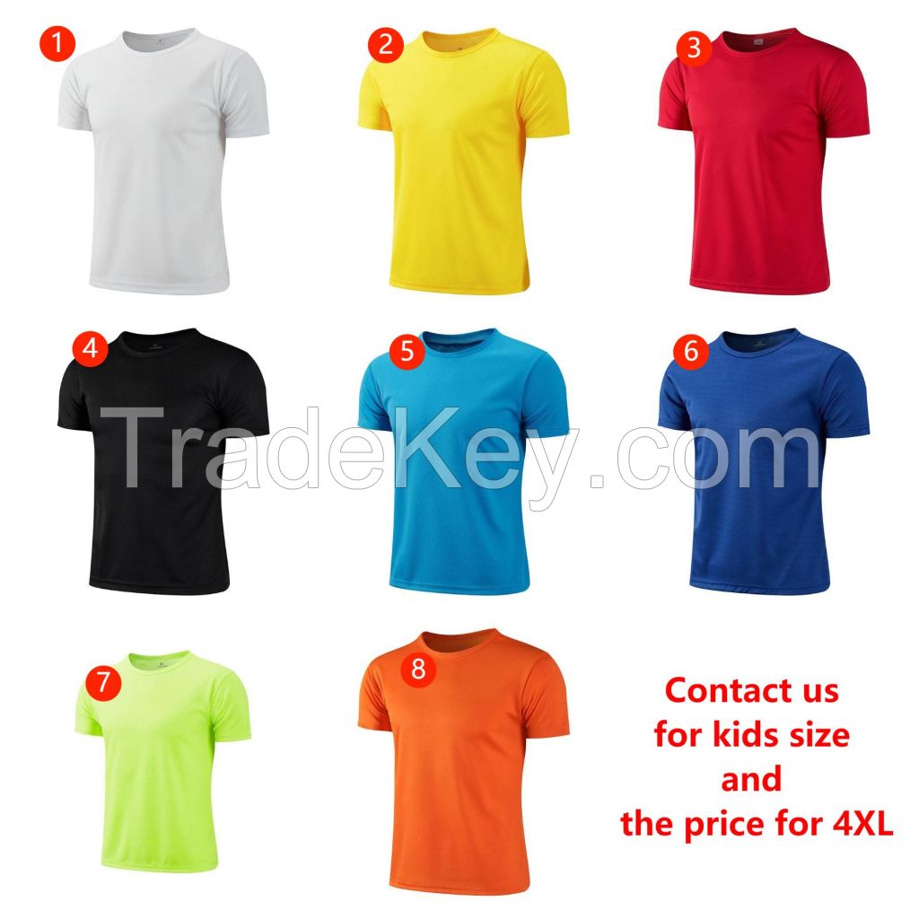 Unisex 100 % Polyester Sublimation tshirts streetwear solid short sleeved Breathable training dri - fit blank t shirts for men & for kids and Women's.