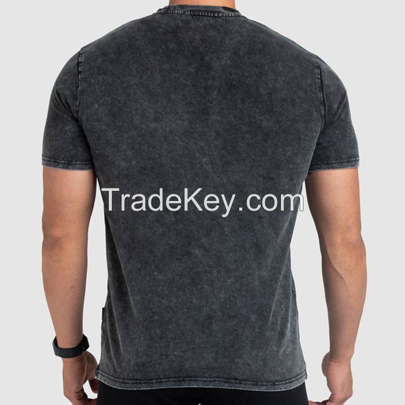 custom 100% cotton plus size solid color Men's T-shirt loose bodybuilding fitness sports oversize half-sleeved T-shirt