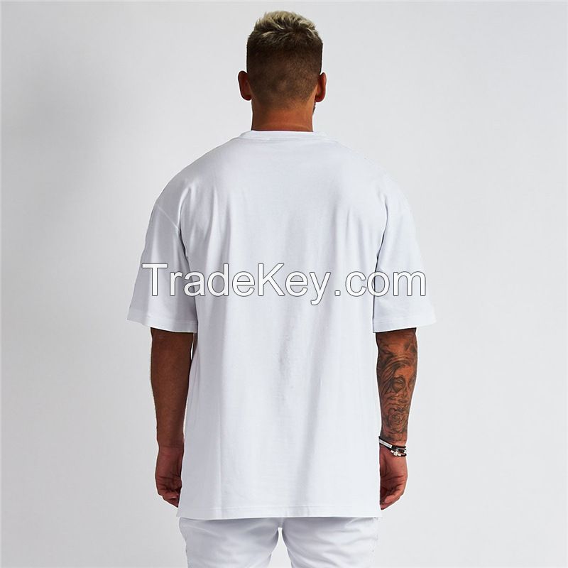 Men's T-shirt loose bodybuilding fitness sports oversize half-sleeved