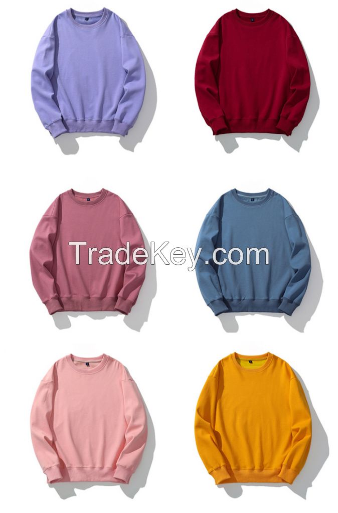 Ladies New cut design 2023  Fleece Loose Fit Crewneck Unisex Sweatshirt Couple Sweatshirts with O-neck