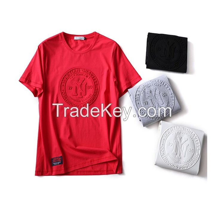 Men & Women Organic 100% Cotton Screen Printing Emboss T-shirts Graphic Custom Embossed Logo T-Shirts