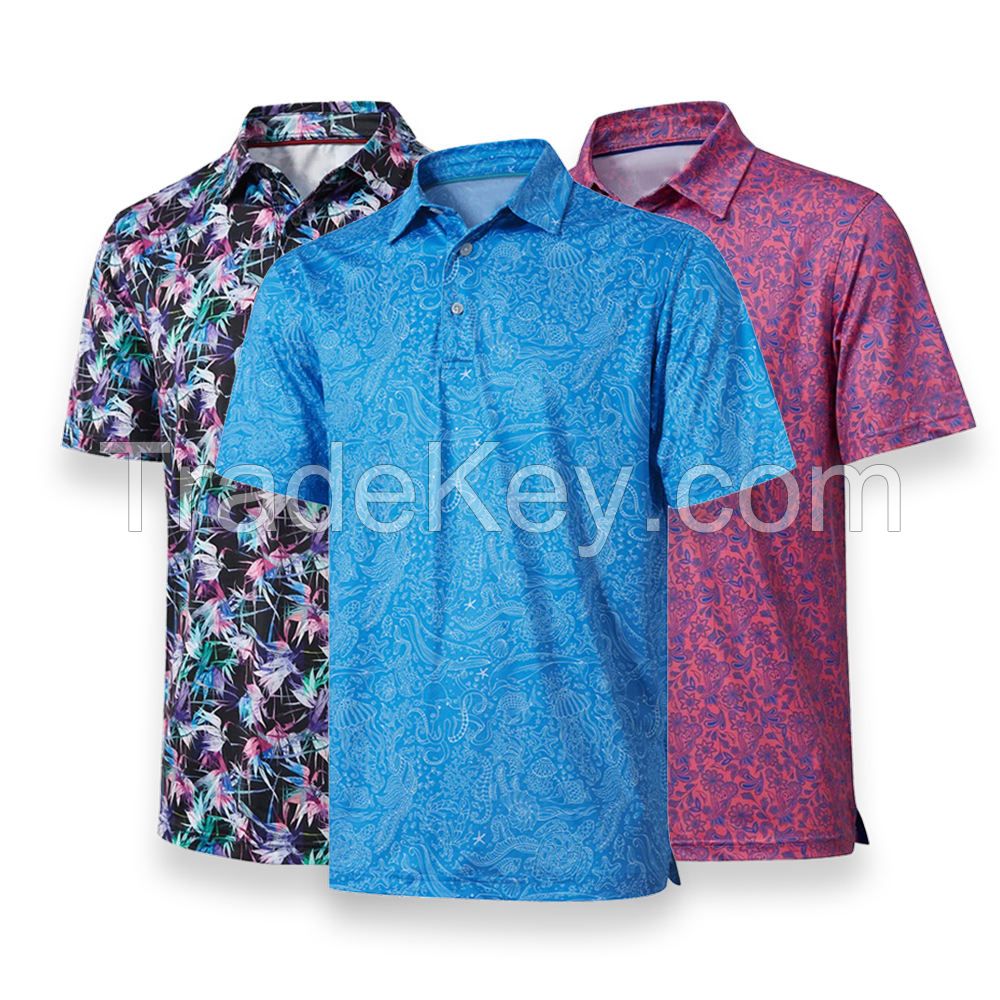 sublimation mens custom print golf t shirt polo shirt high quality golf clothing apparel t-shirt