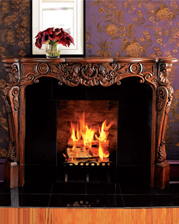 wooden fireplace surround