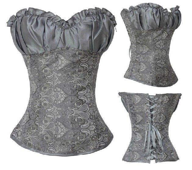 sexy lingerie satin ruffled jacquard corset