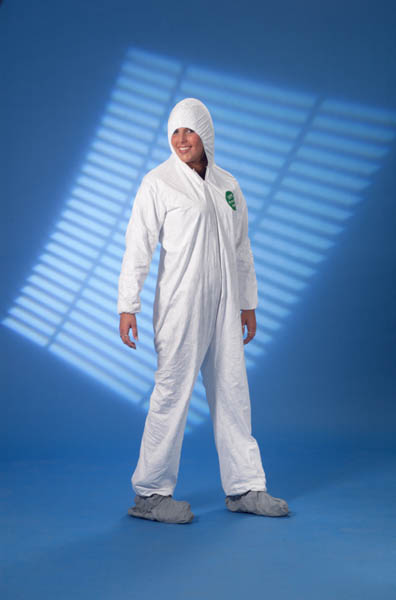 TyvekÂ® Coverall w/hoods & boots and elastic cuffs