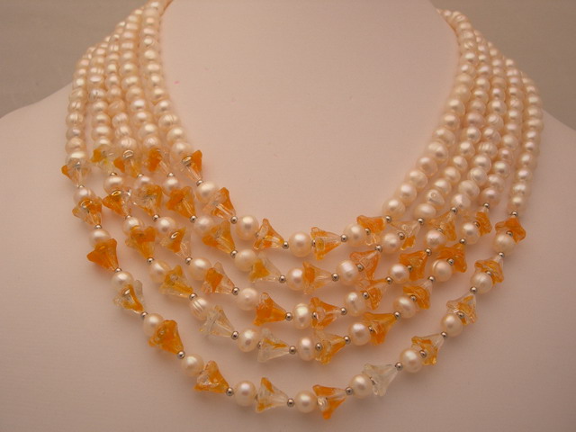 Five Rows Pearl Necklace