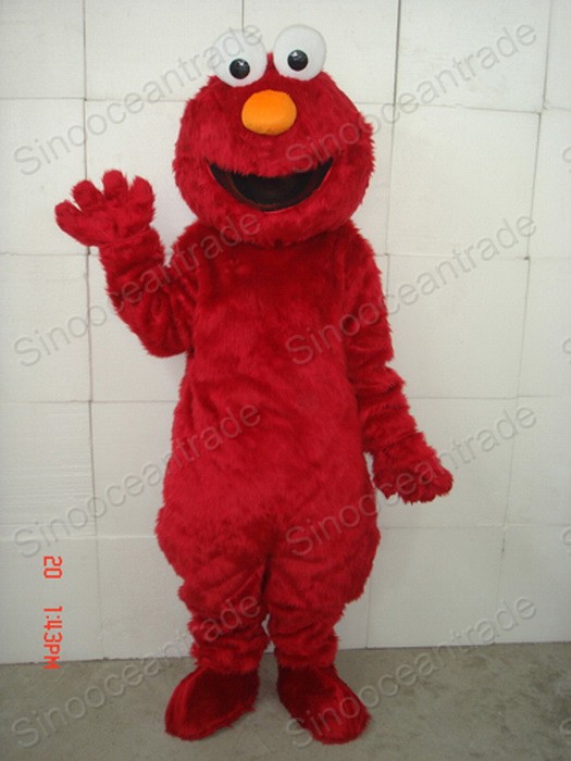 Sesame Street Red Elmo Adult Size Cartoon Mascot Costume Fancy Dress