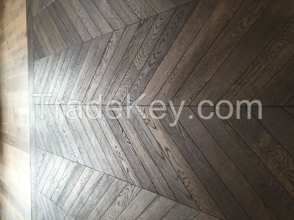 Chevron solid oak parquet