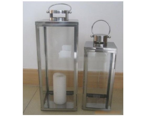 Stainless Steel Base Glass Lampshade Candle Holder Simple Pull Ring Handle Metal Glass Candle Holder