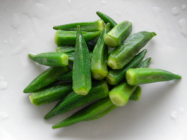 frozen okra (crisscross, paste, palne side, non plane side)