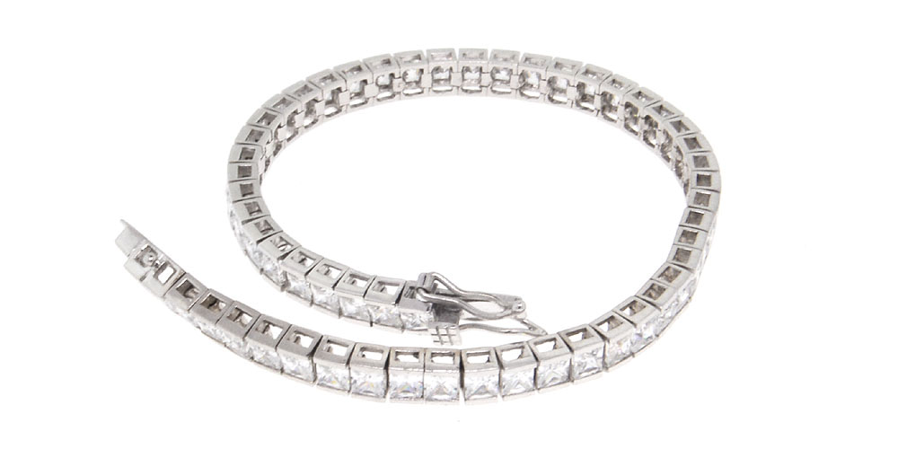 Sterling Silver Jewelry Bracelet w/3mm Square CZ