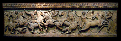 Alexander the Great Sarcophagus Wall Plaque Relief sculp (Hunt Scene)