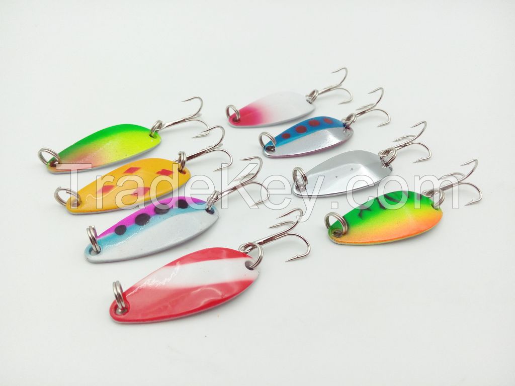 2016 hot sale metal spoon lures 6.5g for trout bass small fishing bait fishing tackle mini- spinner with treble hooks